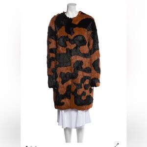 Diane von Furstenberg Real Fur Black and Brown Women's Coat - Sz L